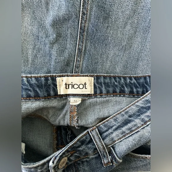 Distressed Denim Jean Skirt Tricot Western Medium - Picture 7 of 8